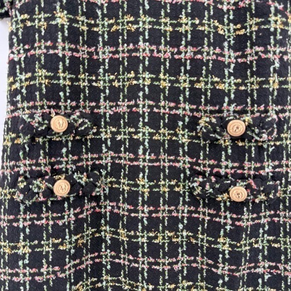 Tuckernuck Jackie Holly Tinsel Tweed Short Sleeve Dress Black Size Large Festive - Picture 6 of 9